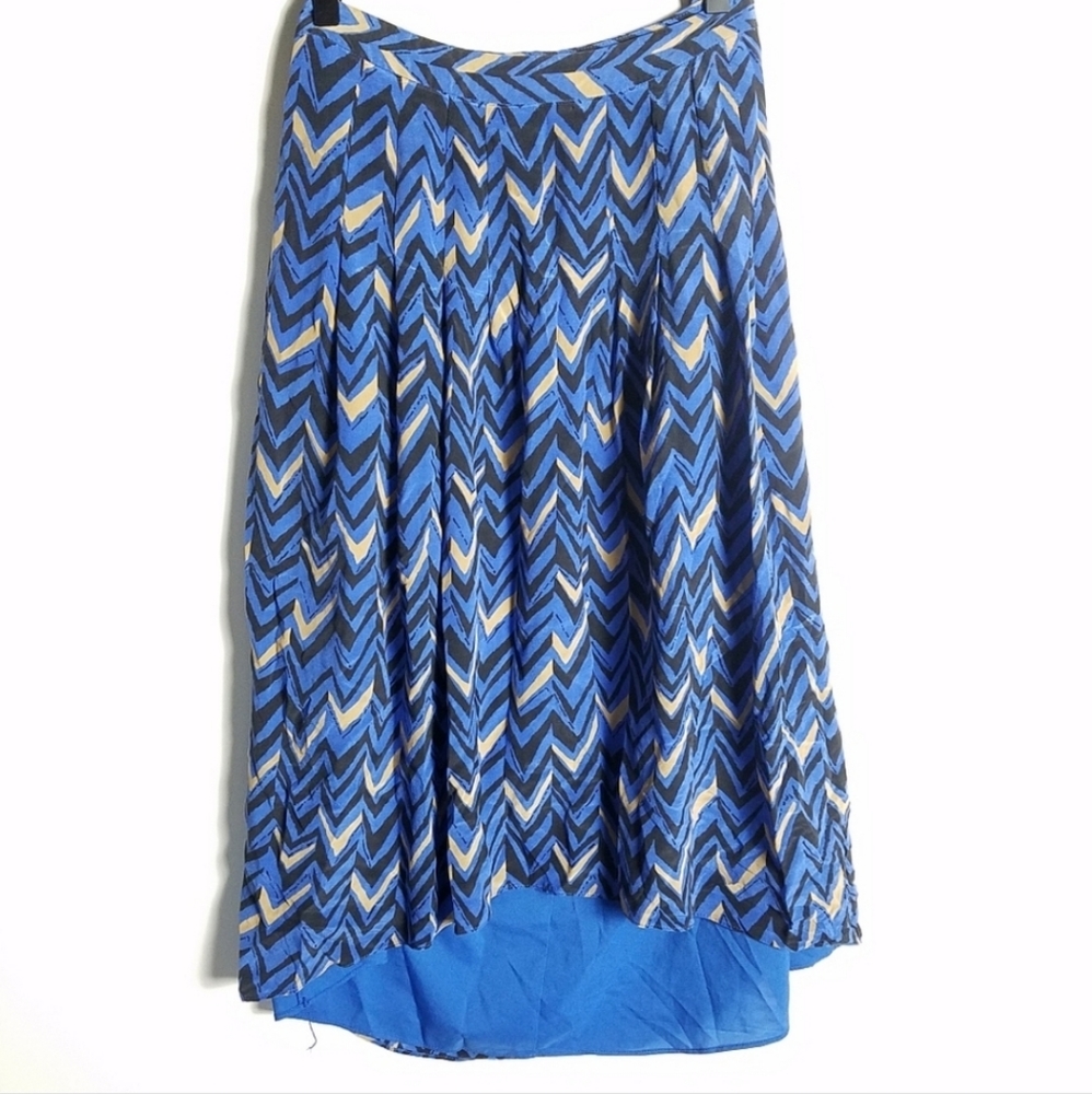 MADEWELL High Low Chevron print skirt 100% SILK  size 10